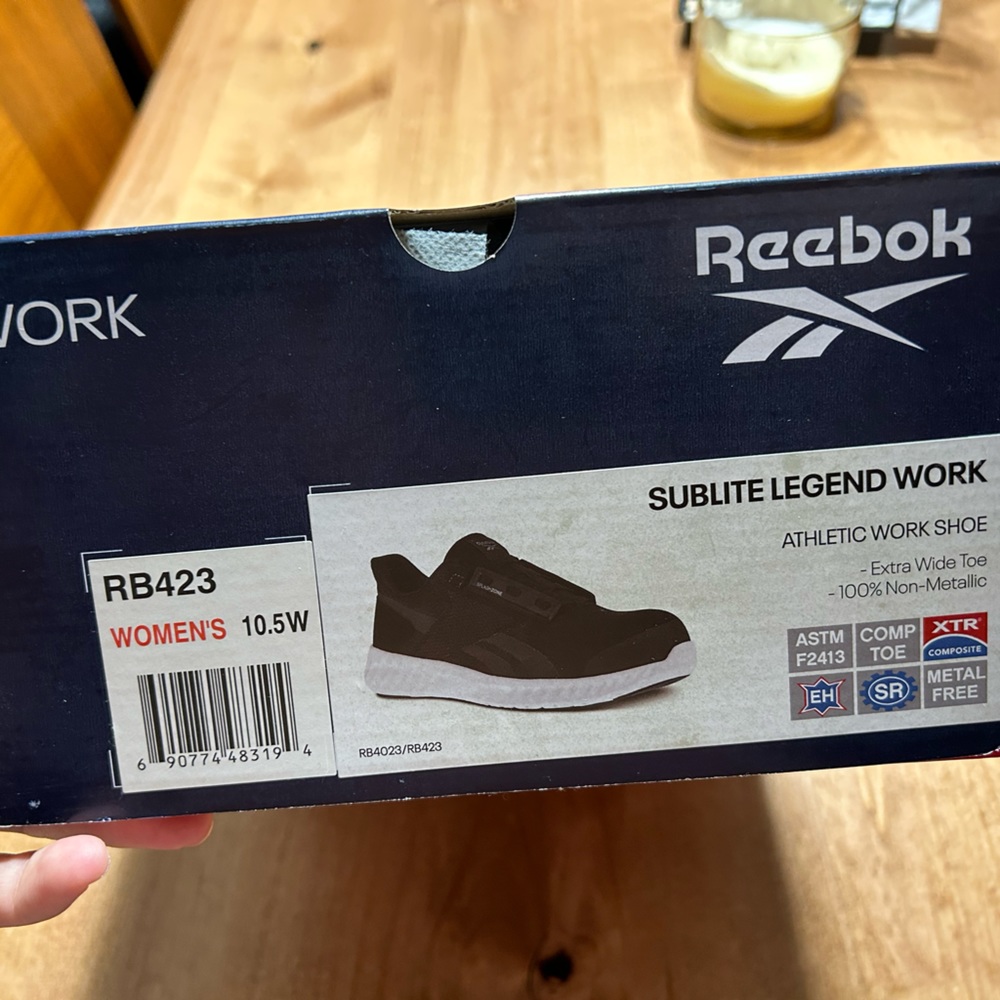 Comes in box: Reebok Sublite Legend Work, size 10.5W